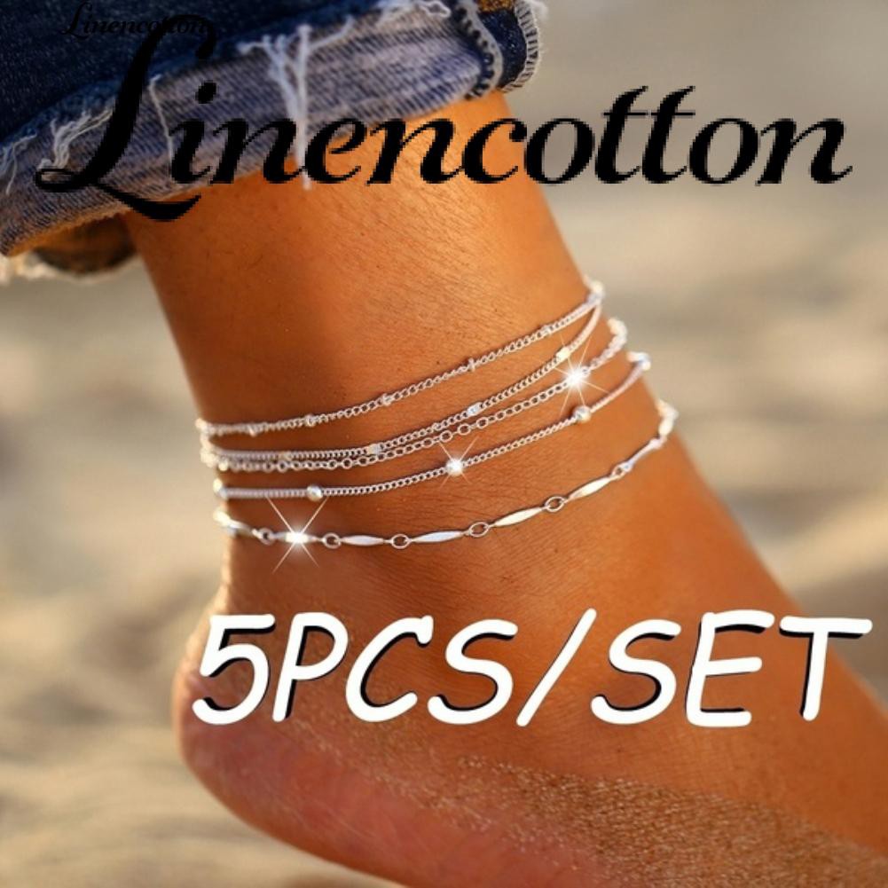 5Pcs/Set Beads Chain Anklet Ankle Bracelet Beach Barefoot