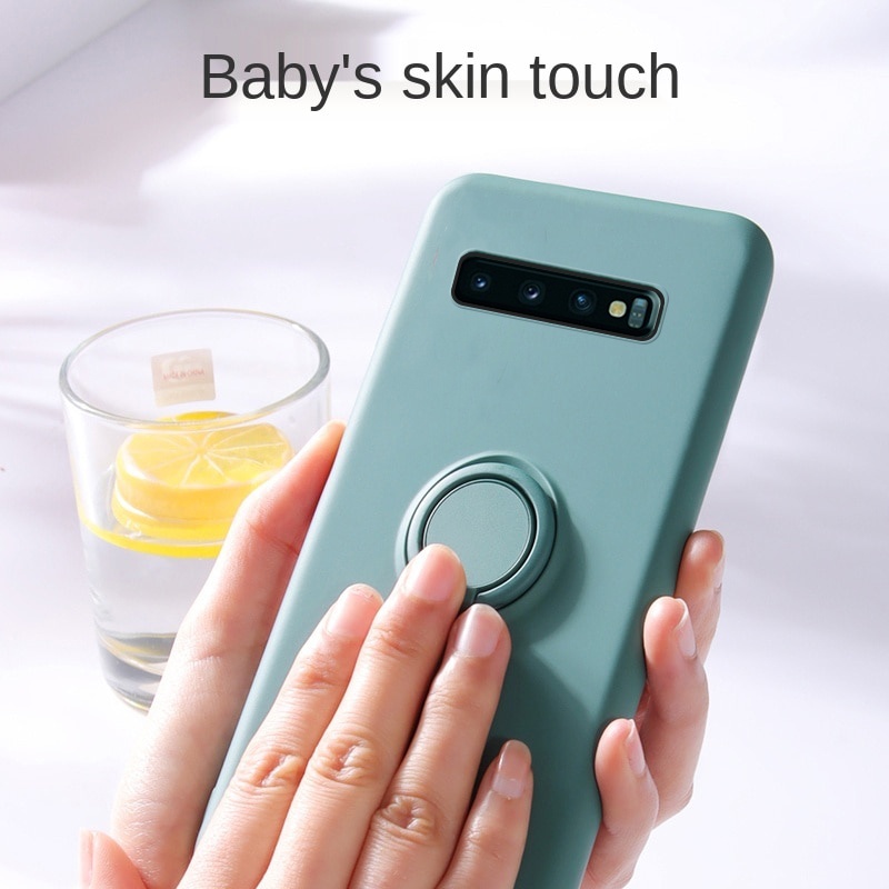 Ốp lưng Samsung S10 S10e Plus Giá đỡ vòng từ tính Chân đế Silicone mềm Bảo vệ toàn diện Máy ảnh Dây buộc Miễn phí Chống va đập