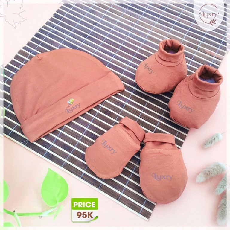 Set bao tay + bao chân vải sợi tre cho bé - Thương hiệu Luxry