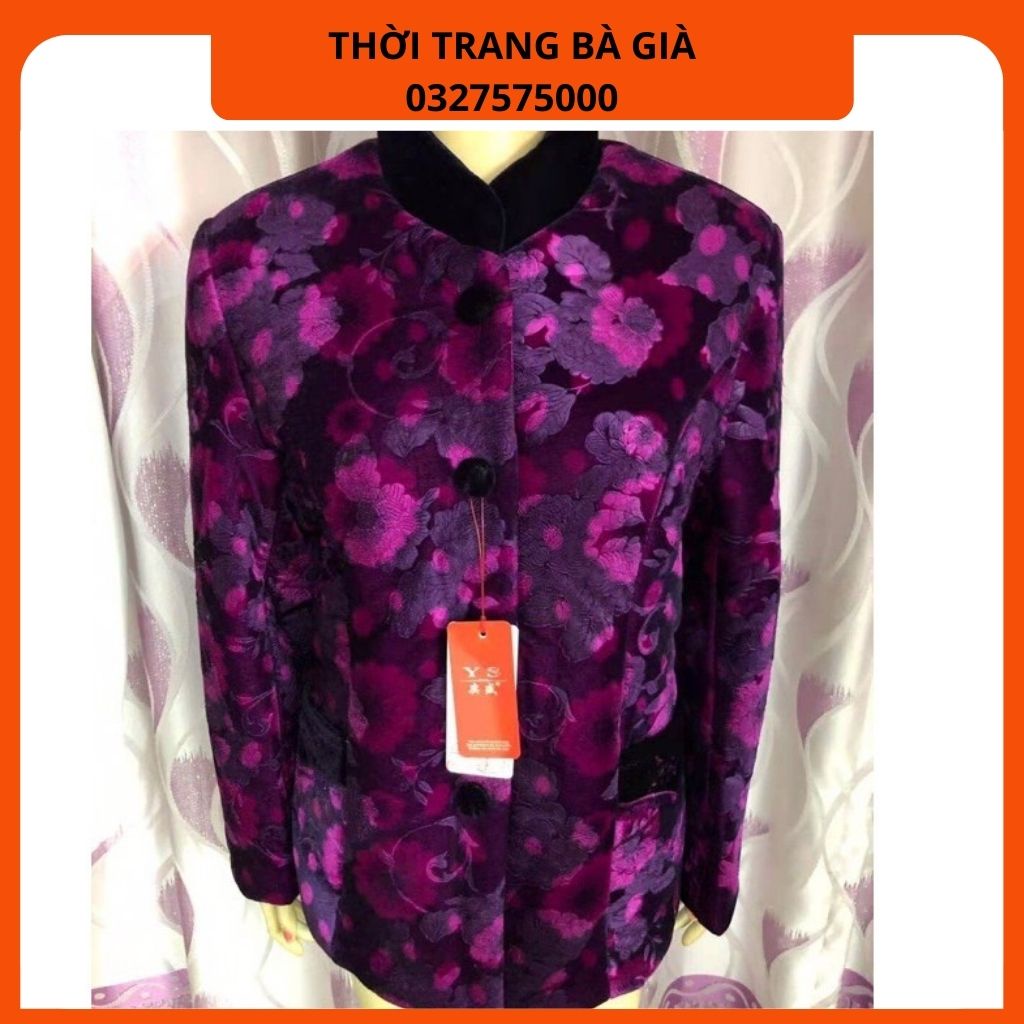 Áo Khoác Bông Nhung Bà Già Nhung Chần Bông Lót Lông Hàng Quảng Châu