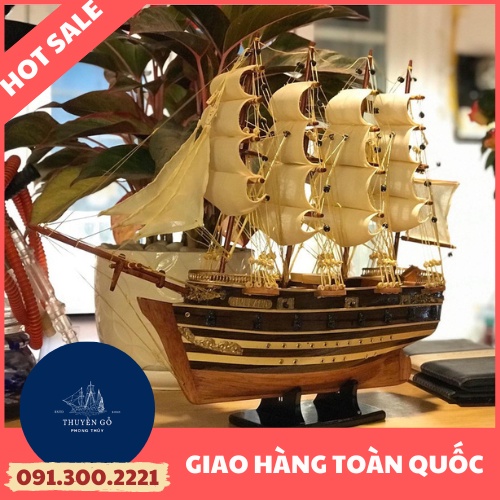 [DEAL SỐC] Mô hình thuyền gỗ thuyền trang trí tàu chiến cổ  JYLLAND - Thân tàu dài 56cm - Buồm vải m
