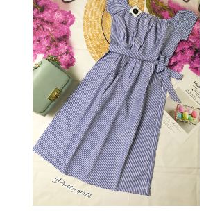 Đầm trễ vai kèm dây cột eo( SALE SỐC KÈM HÌNH THẬT)