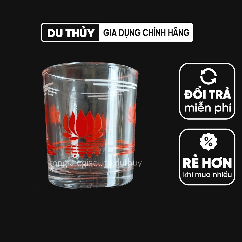 Ly trà thủy tinh bông đỏ vàng (12 cái) chất liệu thủy tinh an toàn sức khỏe, chịu nhiệt đến 80 độ thương hiệu Việt Tiệp