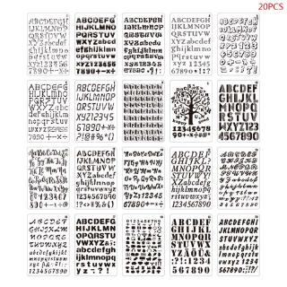 Bộ 20 khuôn vẽ hình chữ cái và số làm sổ lưu niệm DIY