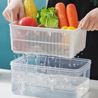 Hộp đựng thực phẩm có nắp đậy cao cấp, khay nhựa để tủ lạnh kèm rổ ráo nước bảo quản thức ăn tiện dụng