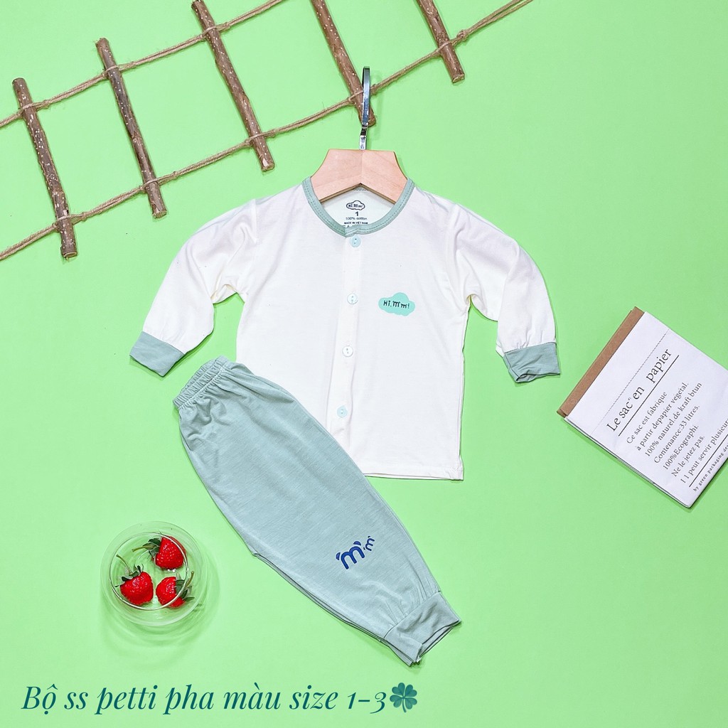 Bộ Dài Tay Chất Peptit Cúc Giữa Bé Trai, Bé Gái Cổ Màu, Đồ Bộ Trẻ Em Nằm Điều Hòa Thu Đông Namkidshop (QATE335)