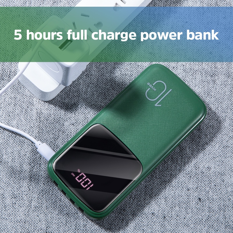 Pin dự phòng Kivee PT38P dung lượng pin 10000mAh tích hợp đèn led kèm cáp sạc 4 trong 1