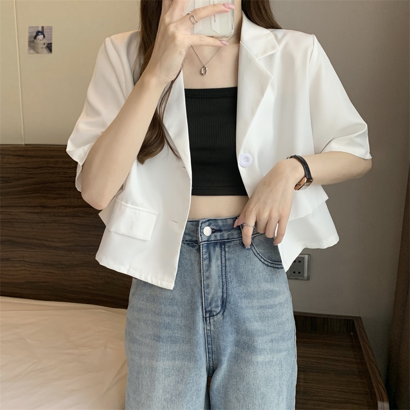 Áo Khoác Vest Tay Ngắn Vải Mỏng Thời Trang Mùa Hè Cho Nữ