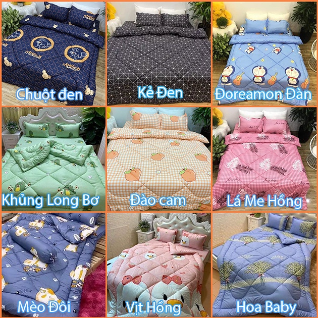 [CHỌN MẪU] Set 5 Bộ Chăn Phao Ga Gối poly cotton [Loại Đẹp] [ 1 Chăn phao + 1 Ga chun + 2 Vỏ gối nằm + 1 Vỏ gối ôm ]