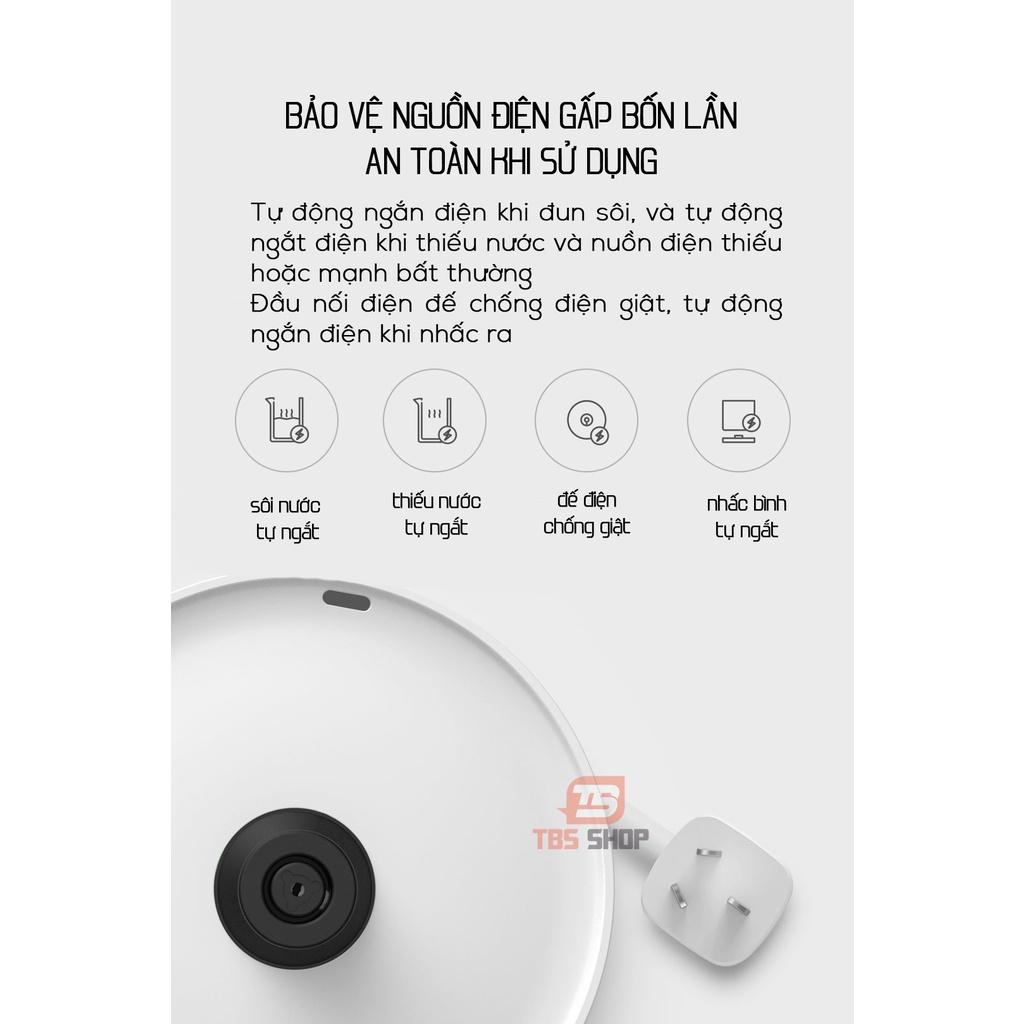 Ấm siêu tốc xiaomi inox 304 dung tích 1.5l 1800w hàng chính hãng