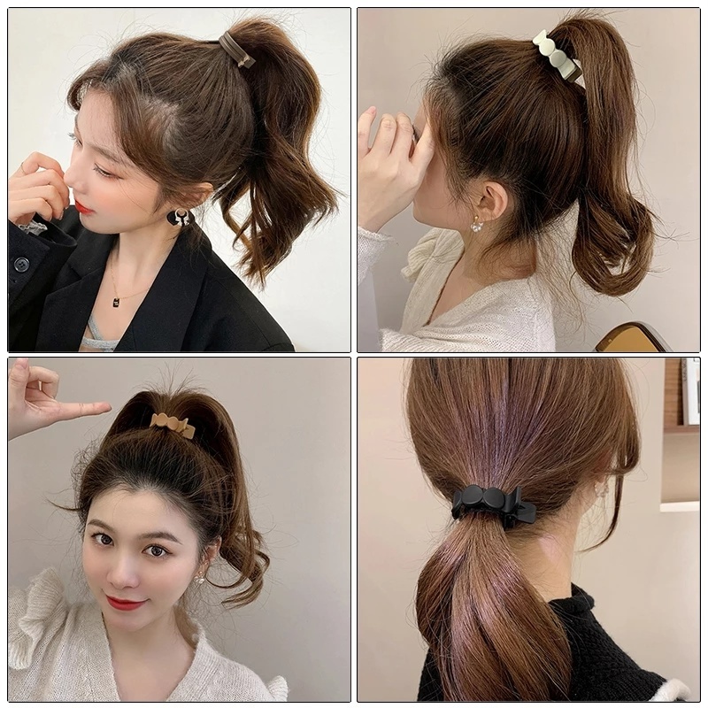 Kẹp Tóc Đuôi Ngựa Cỡ Nhỏ Màu Cà Phê Sữa Trơn Thời Trang Hàn Quốc Đơn Giản