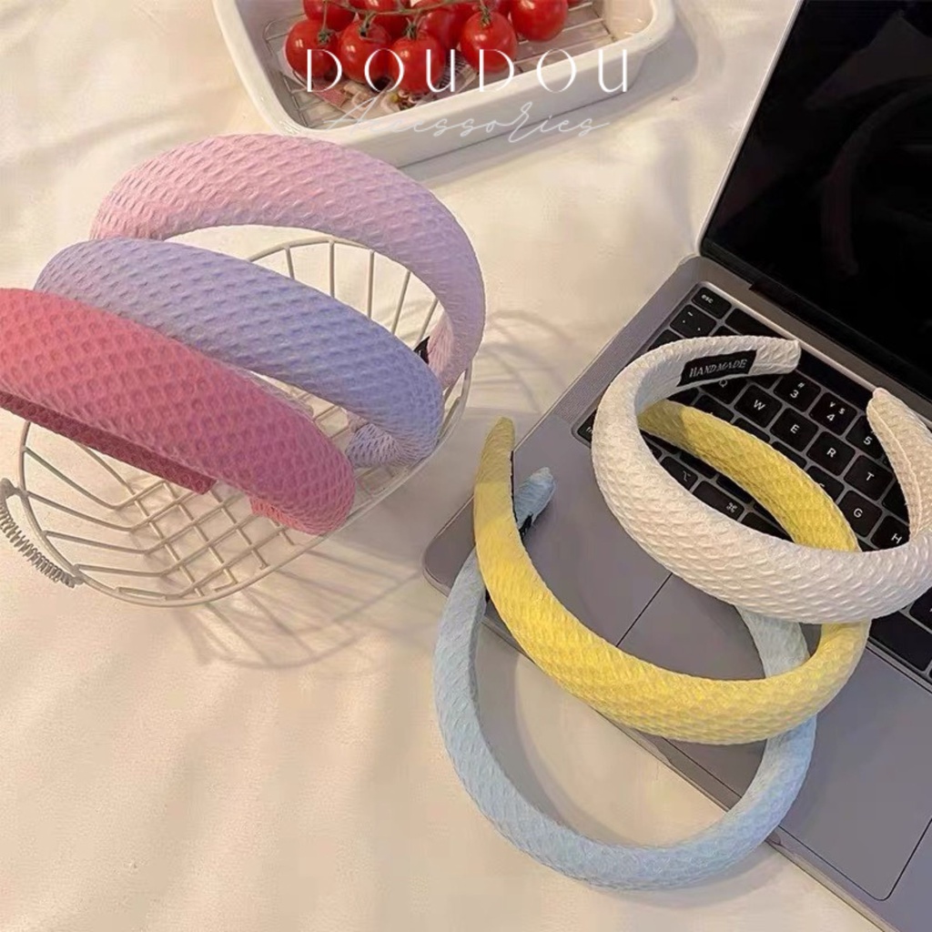 Băng đô cài tóc DOUDOU Bờm tóc nữ chất liệu xốp nhẹ form phồng cao màu kẹo ngọt phong cách Hàn Quốc vintage FG029