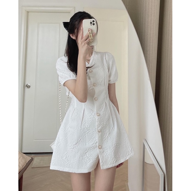 Váy Xếp Ly Eo Hở Lưng Chun Sau, Đính Khuy Ngọc Tiểu Thư ảnh thật Kaylee | BigBuy360 - bigbuy360.vn