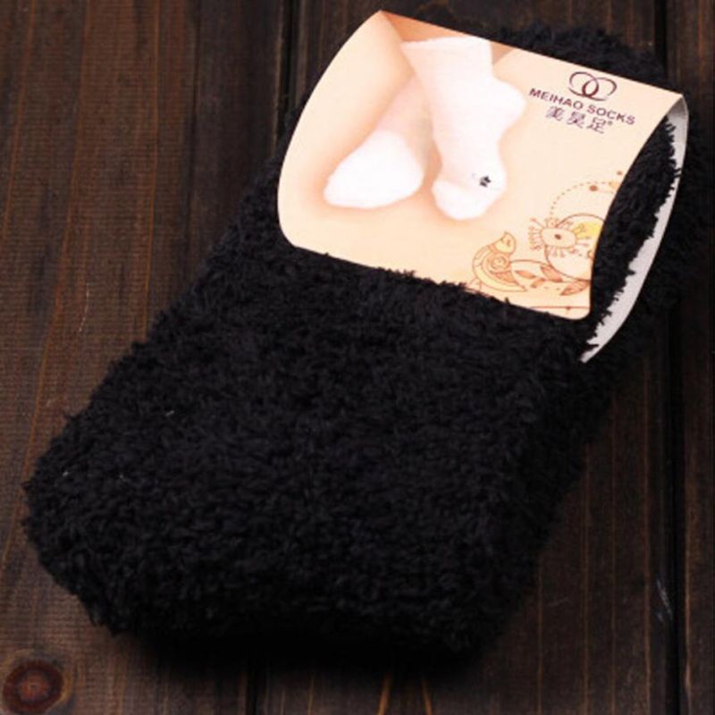 Vớ Lông Cừu San Hô Dày Dặn Ấm Áp Màu Sắc Ngọt Ngào Thời Trang Mùa Đông Cho