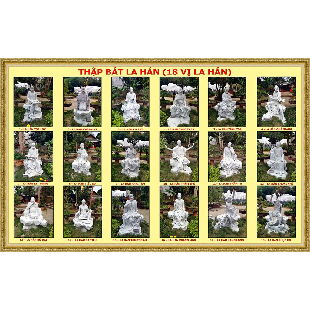 Tranh dán tường 18 Vị La Hán nhiều kích thước 18LaHan