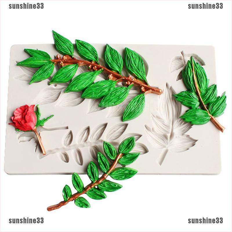 Khuôn Silicone Tạo Hình Hoa Hồng Lá Trang Trí Bánh
