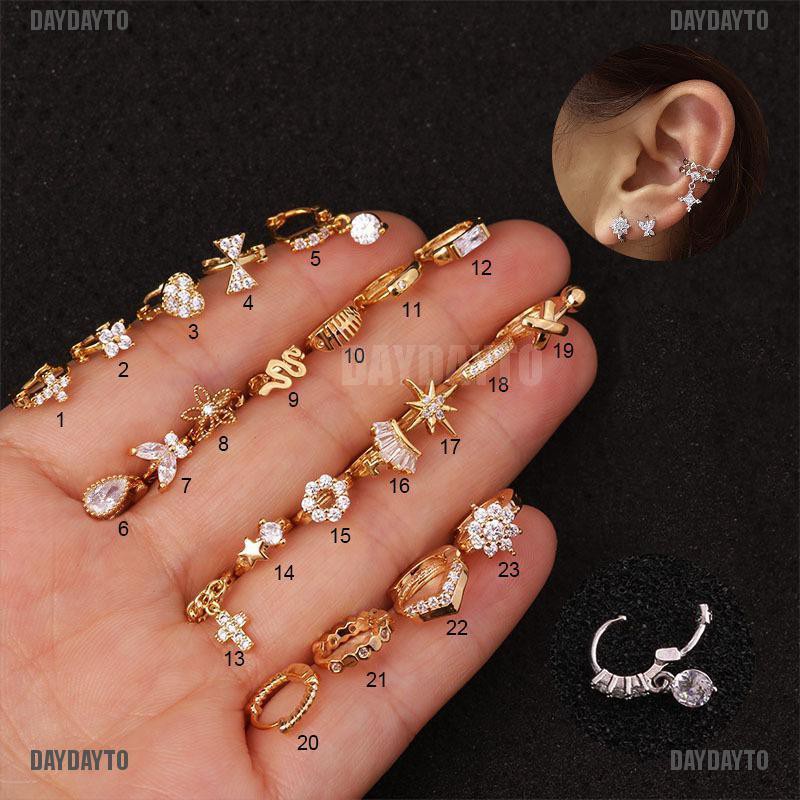 [DAYDAYTO] Khuyên Xỏ Sụn Tai Bằng Pha Lê Vàng