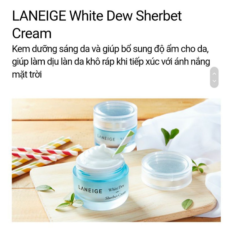 Kem dưỡng trắng da và dưỡng ẩm Laneige White Dew Sherbet Cream