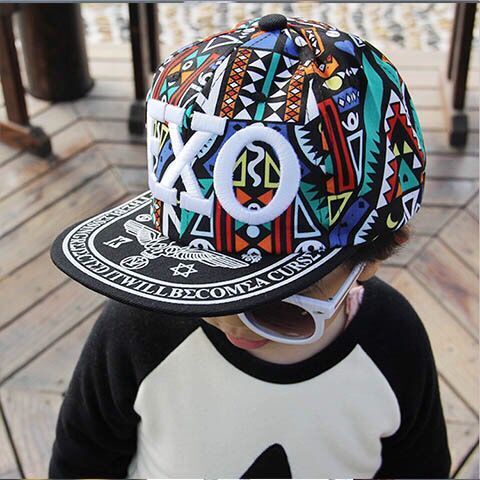 Mũ lưỡi trai chống nắng thêu chữ EXO phong cách hip hop cho bé