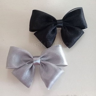 Kẹp tóc nơ lụa phối ruy băng voan