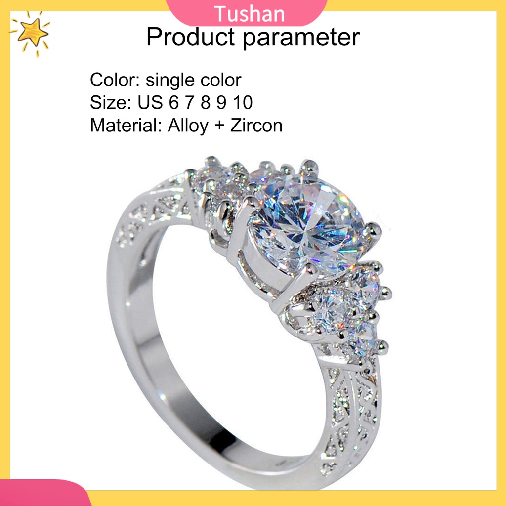 Nhẫn đính đá zirconia giả thời trang sang trọng cho nữ dự tiệc