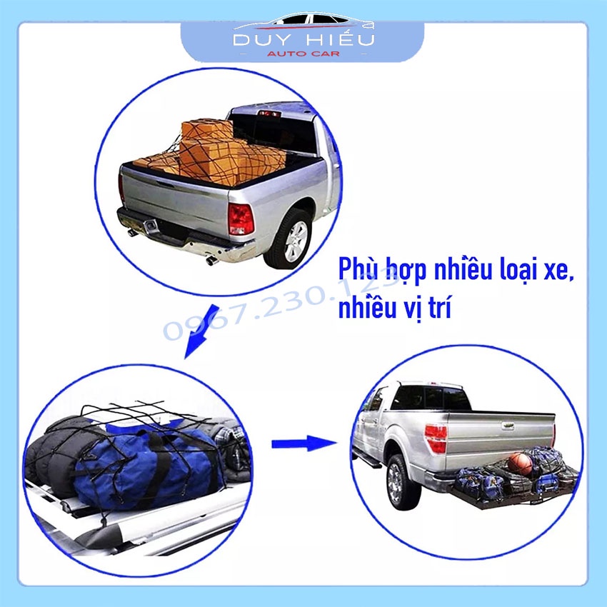 Lưới trùm hàng hóa nóc xe ô tô hoặc trùm hàng hóa xe bán tải kích thước 120*80 không tính móc có thể co giãn