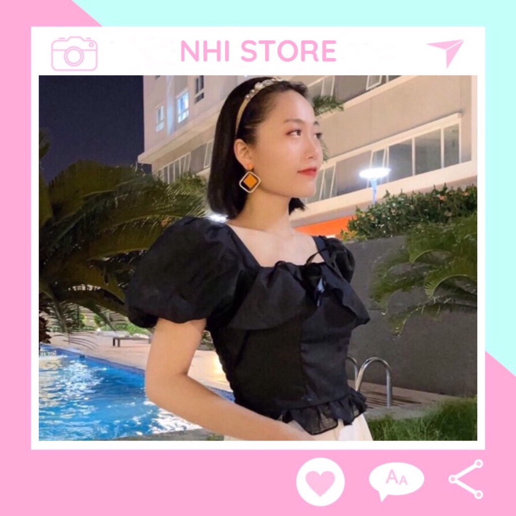 [FREESHIP 50K] Áo Kiểu Cổ Vuông Tay Phồng  Bèo  Lưng Thun Vải Tơ Organza Freesize Dưới 57 KG