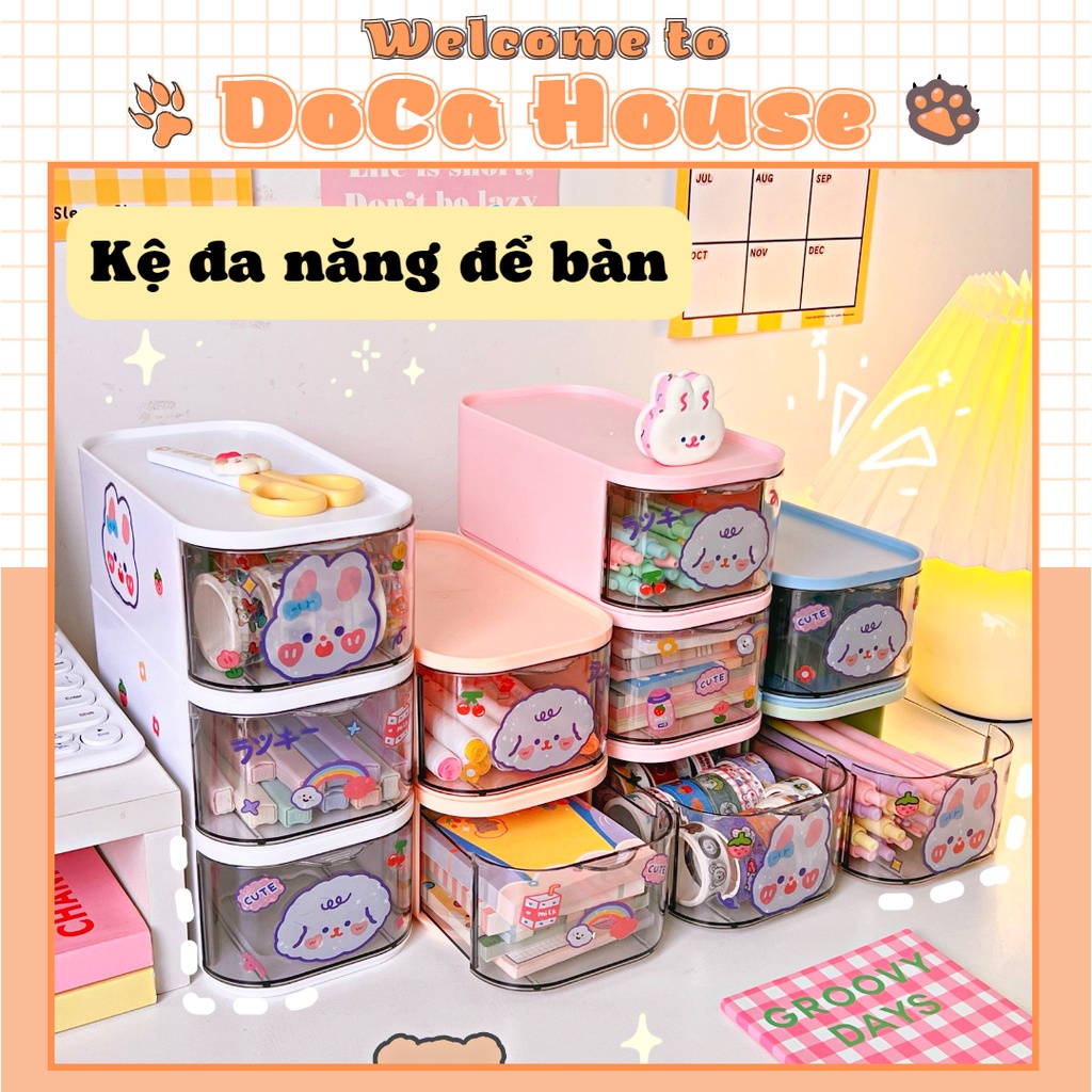 Hộp đựng đồ dùng văn phòng phẩm để bàn, hộp ngăn kéo nhựa trong suốt
