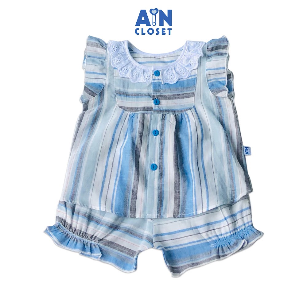 Bộ quần áo ngắn bé họa tiết Kẻ chỉ xanh - AICDBG9QKZF7 - AIN Closet