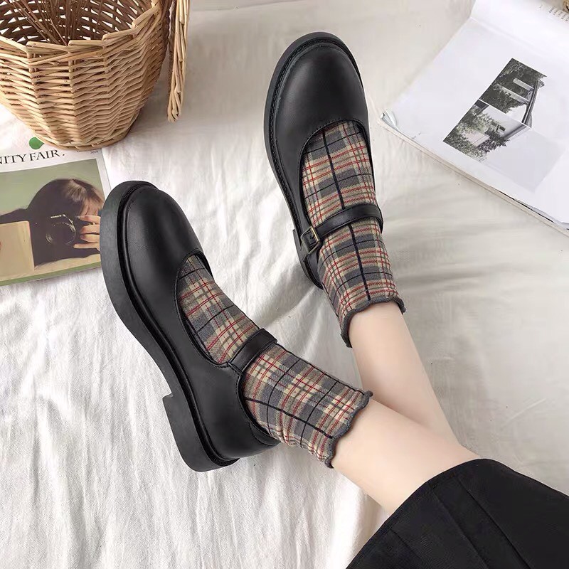 Giày búp bê Nhật Bản Mary Jane đế cao 2cm style vintage đáng yêu