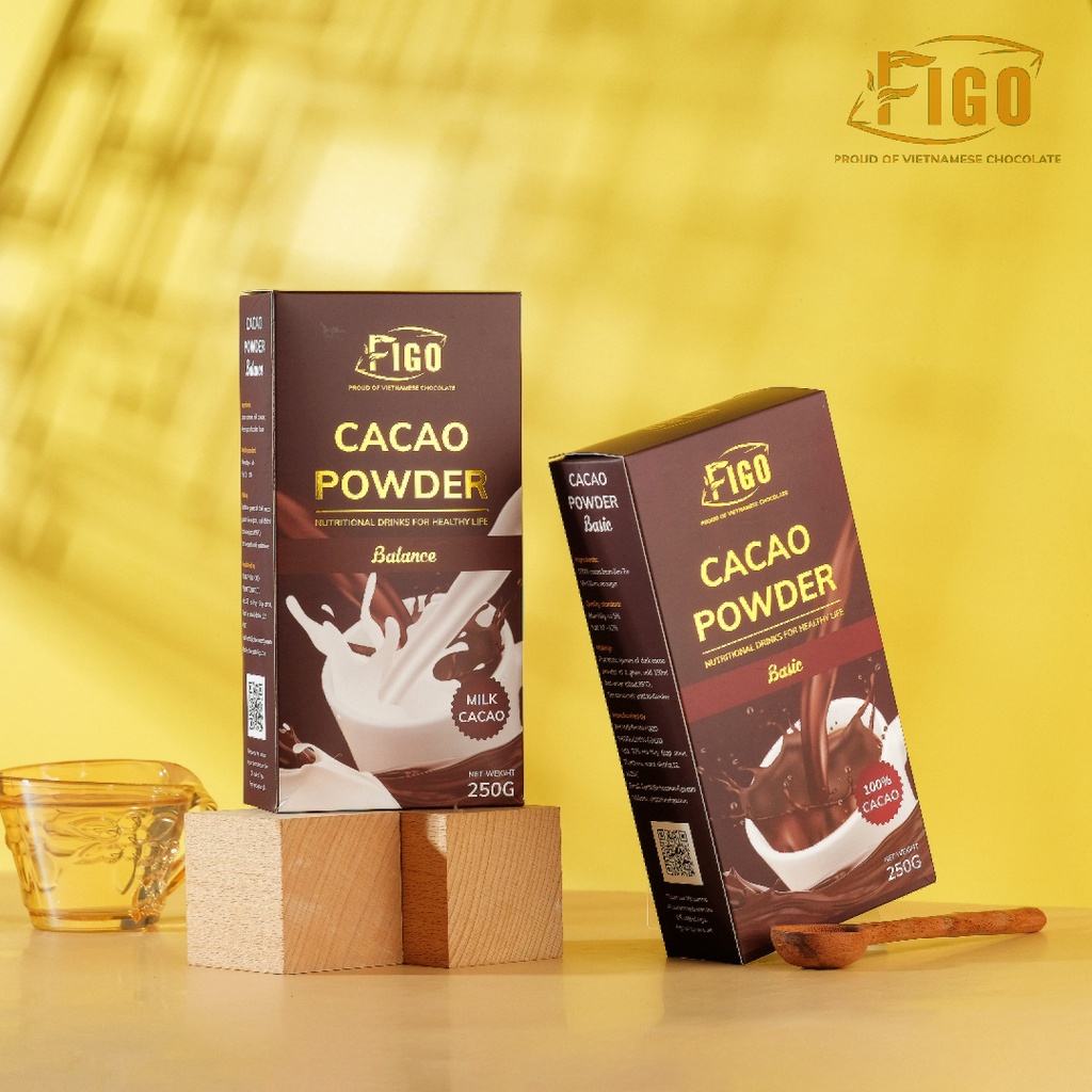[Giao hoả tốc HCM] Combo 2 Hộp Bột cacao nguyên chất và Bột socola siêu ngon FIGO HỘP 250G