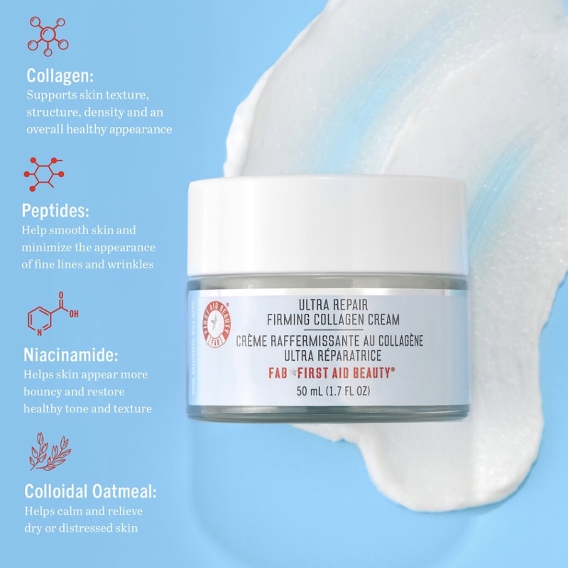 Kem dưỡng ẩm First Aid Beauty Ultra Repair Firming Collagen Cream with Peptides and Niacinamide