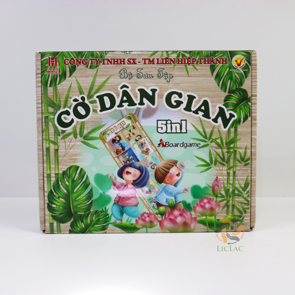 Bộ Cờ Dân Gian 5 trong 1 Liên Hiệp Thành gồm Cờ Ô Ăn Quan, Cờ Vây, Cờ Gánh, Cờ Ca Rô, Xí Ngầu, Đồ chơi trẻ em - LICLAC