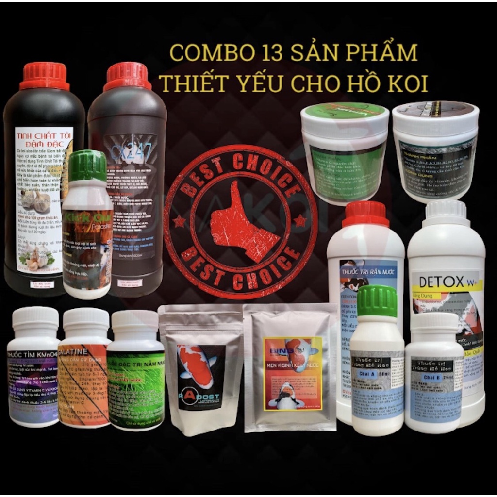 Combo 13 sản phẩm Phòng và trị bệnh cá Koi của Luna Koi Farm