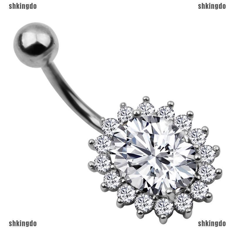 Khuyên rốn đính đá bằng thép y tế sành điệu cá tính