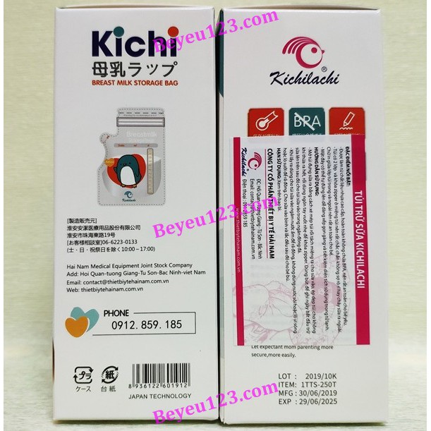 Túi trữ sữa mẹ 250ml KICHILACHI K50V (Công Nghệ Japan)