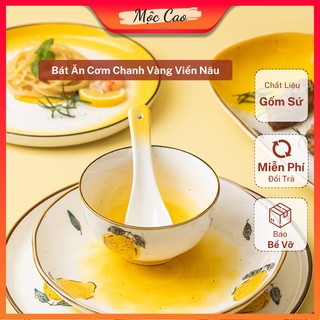 Bát ăn cơm, bát sứ họa tiết chanh vàng decor phụ kiện bàn ăn sang trọng