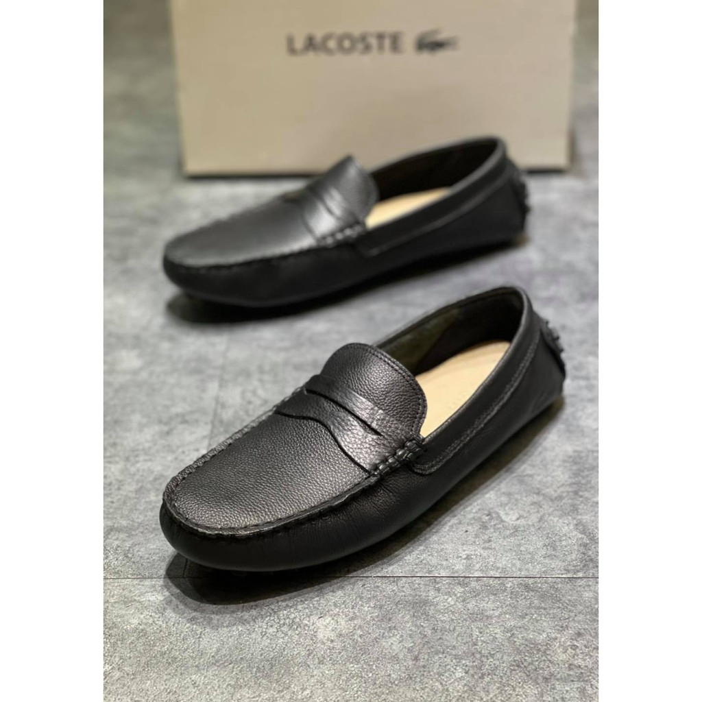 Giày Lười Da Bò - Full Đen - Lacoste