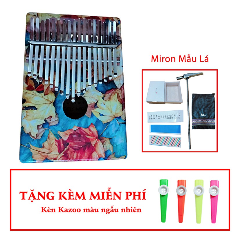 Đàn Kalimba Gỗ cao câp 17 phím Thương hiệu Myron Họa tiết Girl TẶNG kèm kèn Kazoo màu ngẫu nhiên - HÀNG CÓ SẴN