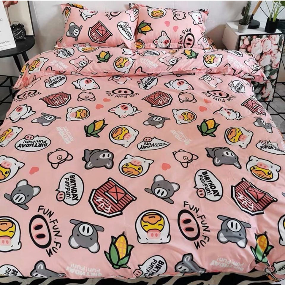 Ga trải giường Mẫu heo nhí nhố,đủ kích thước 1m,1m2,1m4,1m5,1m6,1m8 | BigBuy360 - bigbuy360.vn