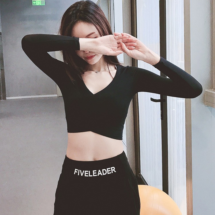 MOVING PEACH Áo thun croptop  dài tay thiết kế đơn giản hợp thời trang cho nữ tập yoga ASE