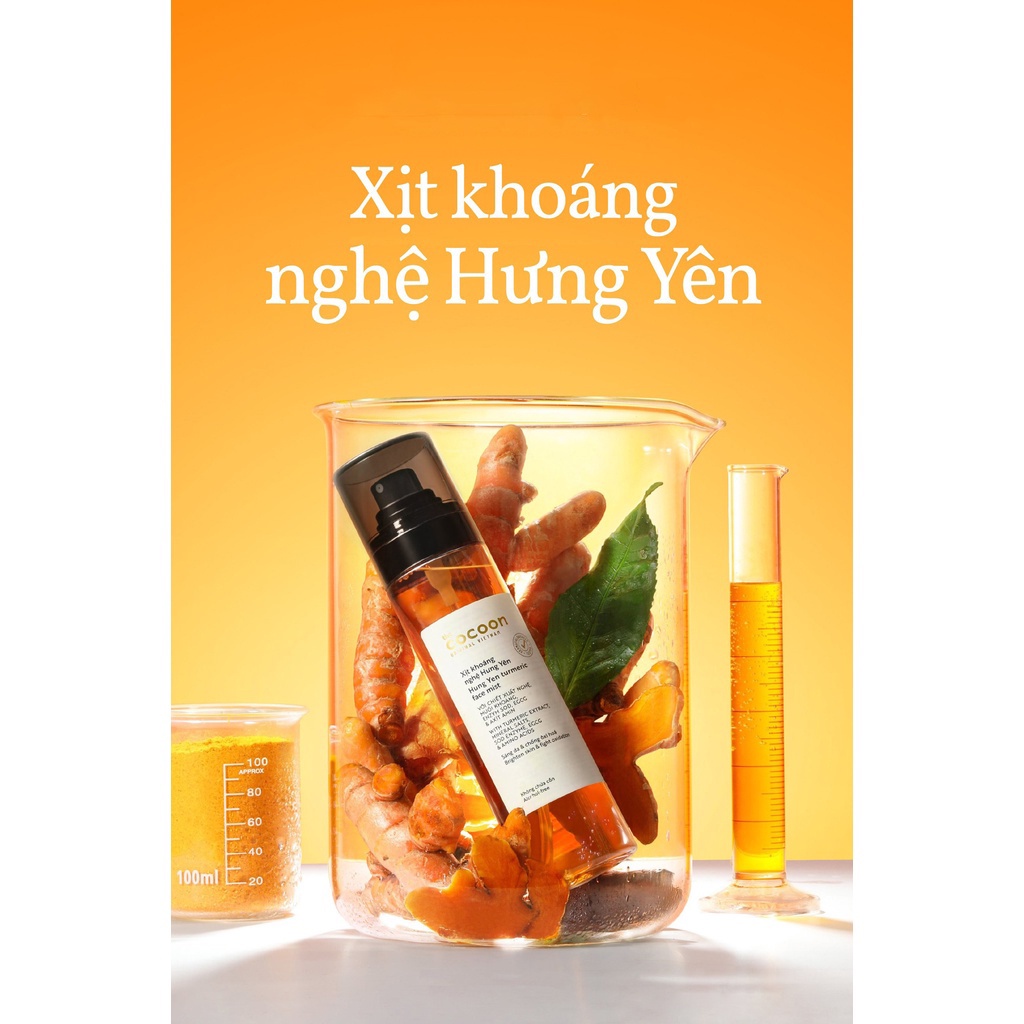 Xịt khoáng nghệ Hưng Yên Cocoon giúp sáng da, cấp ẩm & và ngăn ngừa oxy hóa 130ml - HUNOXA