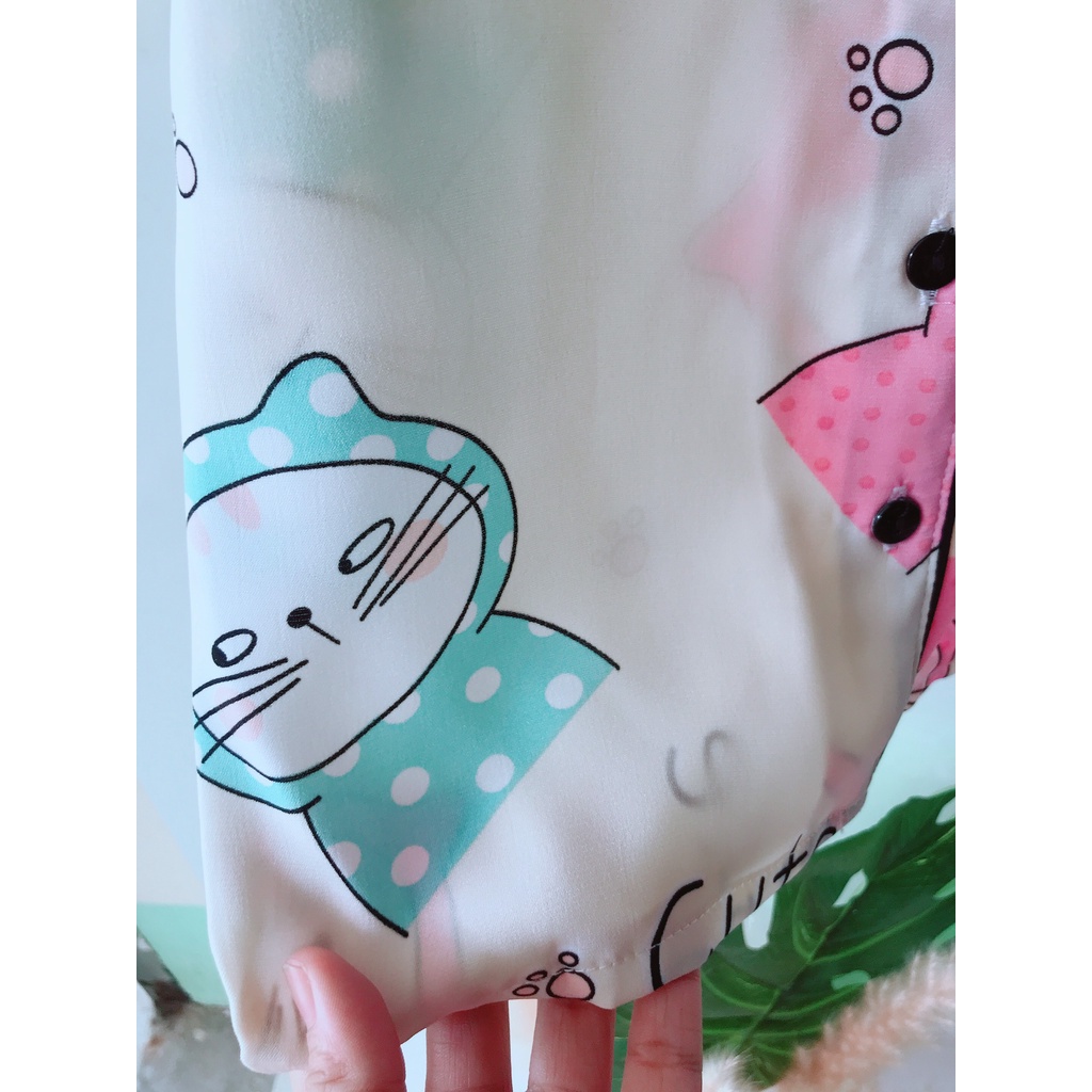 Bộ đồ ngủ Pyjama mặc nhà cộc tay họa tiết cute cho bé chất lụa mango mềm mịn, an toàn cho da giúp bé thoải mái G20