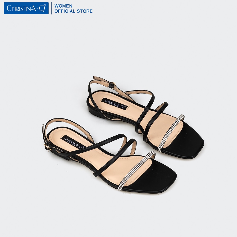 Giày sandals nữ dép sandals quai mảnh đế bệt ChristinA-Q XDB087