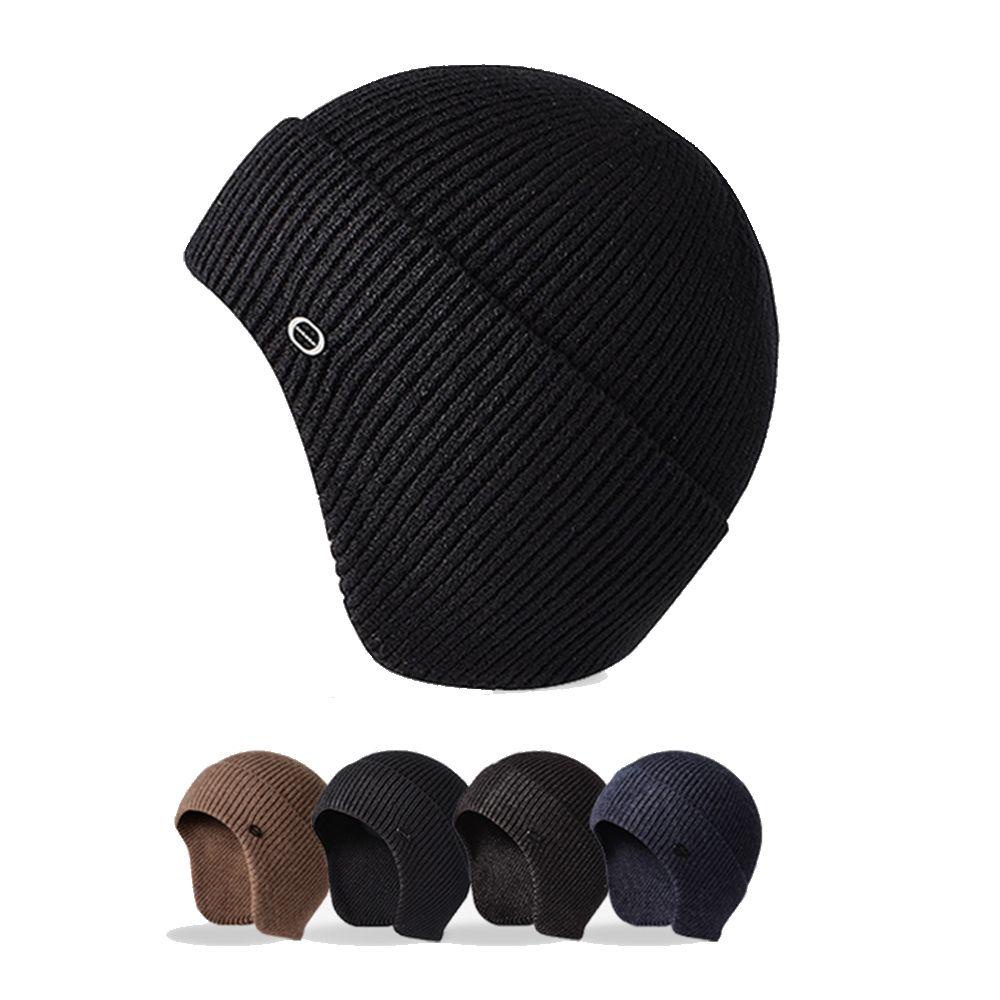 Mũ Beanie Dệt Kim Dày Dặn Có Vành Che Tai Cho Nam Và Nữ