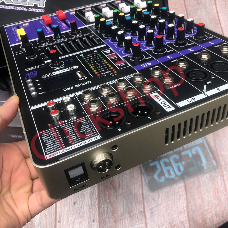 Bàn trộn âm thanh Mixer MAX 68 Pro có 99 hiệu ứng vang âm thanh chuẩn phòng thu, hát karaoke gia đình, live stream