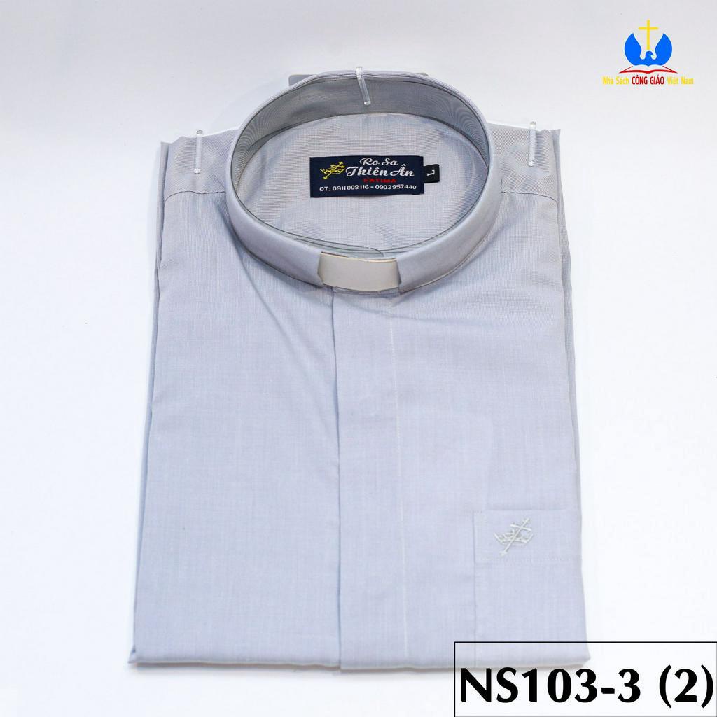 Áo Sơ Mi cổ côn ngắn tay Rosa Thiên Ân NS103-3 Quà tặng Công Giáo, Lễ quan thầy, truyền chức, sinh nhật cha xứ