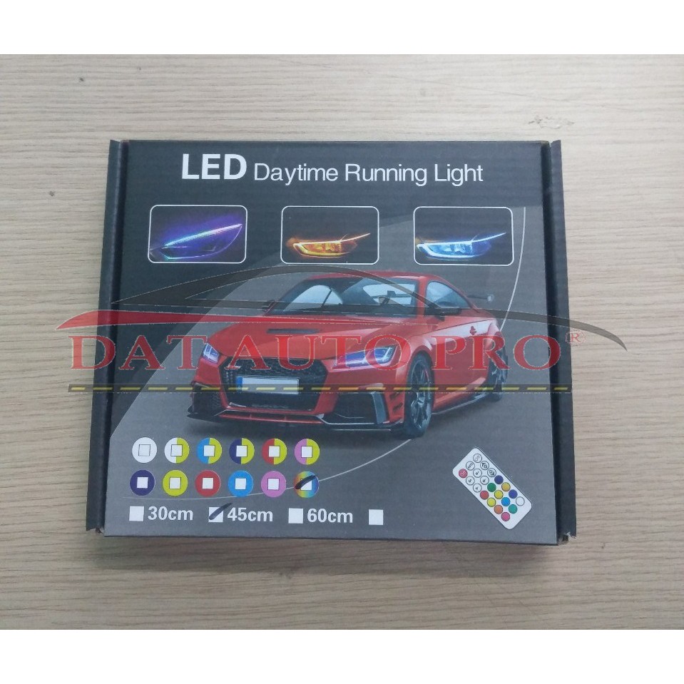 Bộ 2 Dây LED daylight+xinhan dùng cho đèn pha oto kèm remote đổi màu ( 45cm )