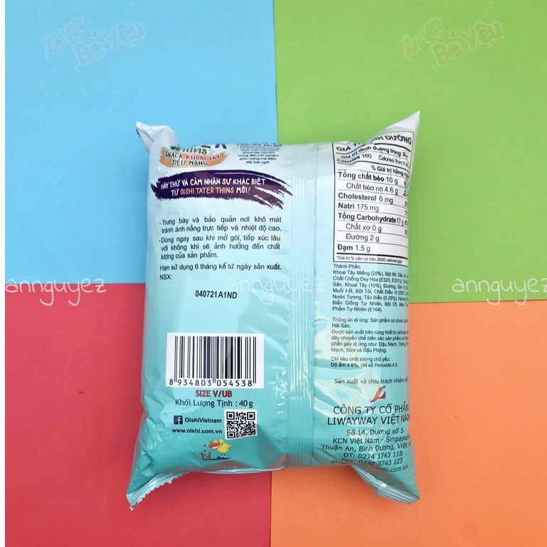 Bim bim Oishi snack khoai tây siêu mỏng vị tảo biển 40g