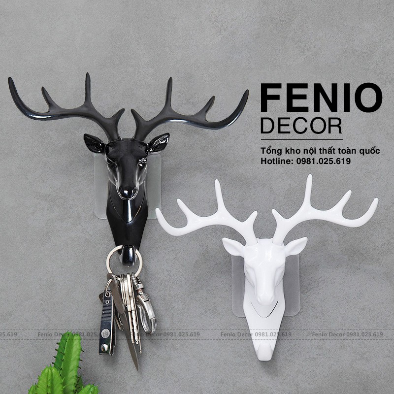 Móc dán tường decor, móc treo đồ hình đầu hươu, trang trí decor nhà cửa cực xinh đẹp